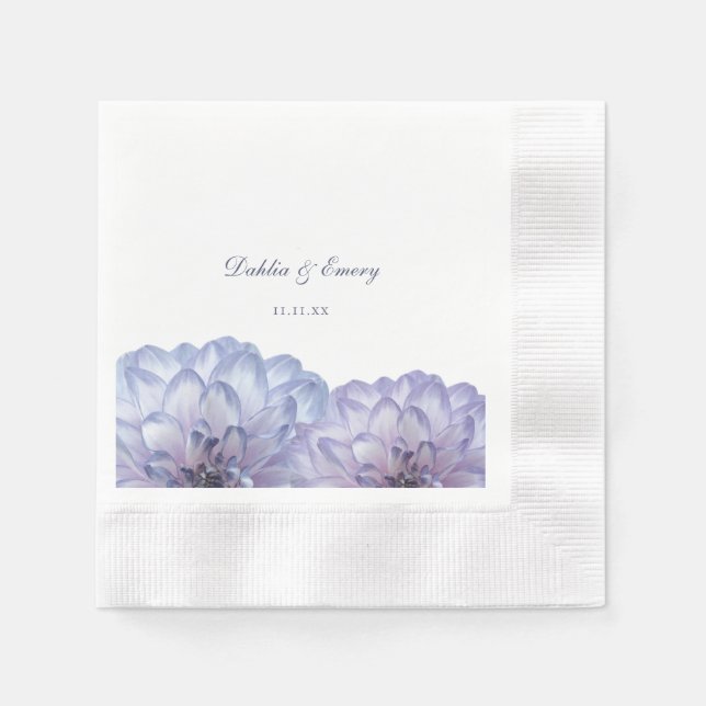 Dusty Blue Elegante Blumenhochzeit Serviette (Vorderseite)