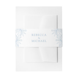 Dusty Blue Elegante Botanische Hochzeit Einladungsbanderole