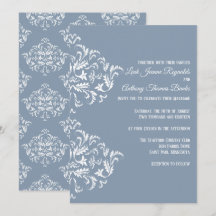 Dusty Blue Elegante Damask Einladung
