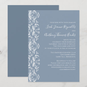 Dusty Blue Elegante Damask Einladung
