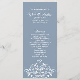 Dusty Blue Elegante Damask Programm Rackkarte