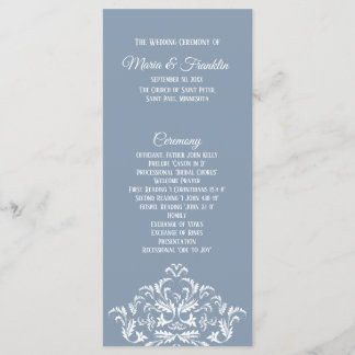 Dusty Blue Elegante Damask Programm Rackkarte