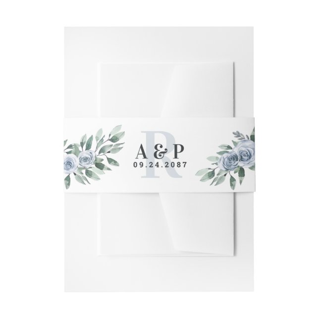 Dusty Blue Elegante Floral Boho Rose Rustikale Hoc Einladungsbanderole (Vorderseite Beispiel)