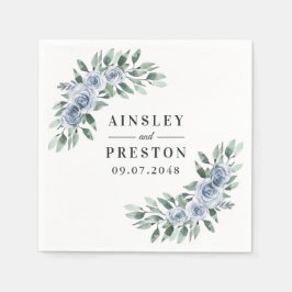Dusty Blue Elegante Floral Boho Rose Rustikale Hoc Serviette