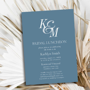 Dusty Blue Elegante Klassik Einfach Bridal Luncheo Einladung