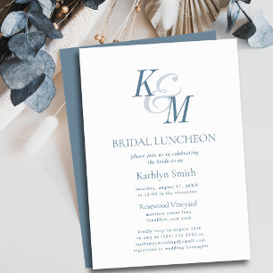 Dusty Blue Elegante Klassik Einfach Bridal Luncheo Einladung