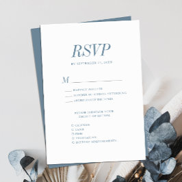 Dusty Blue Elegante Klassische Minimalistische Hoc RSVP Karte