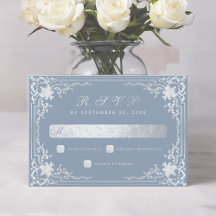 Dusty Blue Elegante Vintage Imitate Silberhochzeit