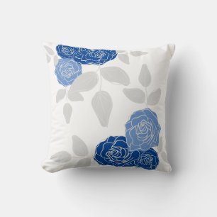 Dusty Blue Elegante White Gray Floral Einfach Kissen