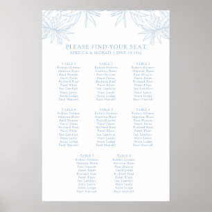 Dusty Blue Eleganto Botanical Seating Chart Poster