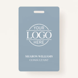 Dusty Blue Employee ID with Custom Business Logo Ausweis