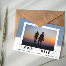 Dusty blue, errush pink wedding Save the Date Foto