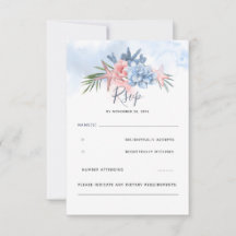 Dusty Blue et Blush Beach Wedding RSVP
