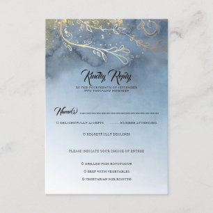 Dusty Blue et Gold Modern RSVP