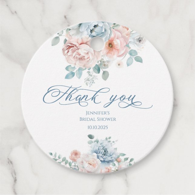 Dusty blue Etwas Blue Bridal Danke Geschenkanhänger (Vorderseite)
