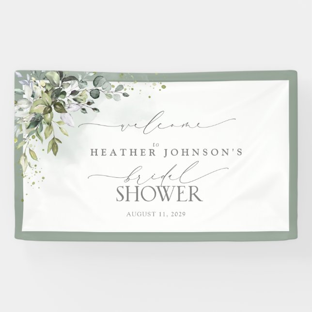 Dusty Blue Eucalyptus Botanische Dusche Empfang Banner (Horizontal)