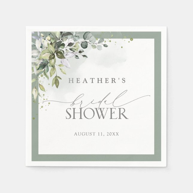 Dusty Blue Eucalyptus Botanisches Brautparty Serviette (Vorderseite)