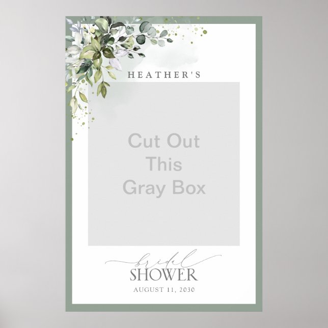 Dusty Blue Eucalyptus Brautparty Foto Stand Poster (Vorne)
