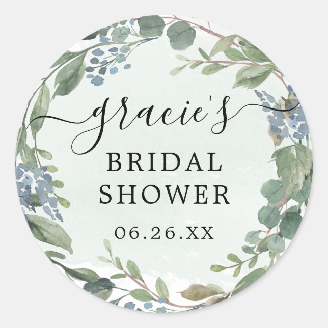 Dusty Blue Eucalyptus Envelope Fevor Stickers (Vorderseite)