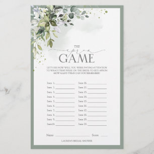 Dusty Blue Eucalyptus Floral Brautparty Game