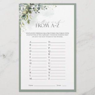 Dusty Blue Eucalyptus Floral Brautparty Game