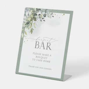 Dusty Blue Eucalyptus Floral Shower Bouquet Bar Sockelschild