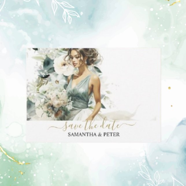 Dusty Blue Eucalyptus Gold RSVP Karte (Set the tone for your special day with our Dusty Blue Eucalyptus Gold RSVP card)