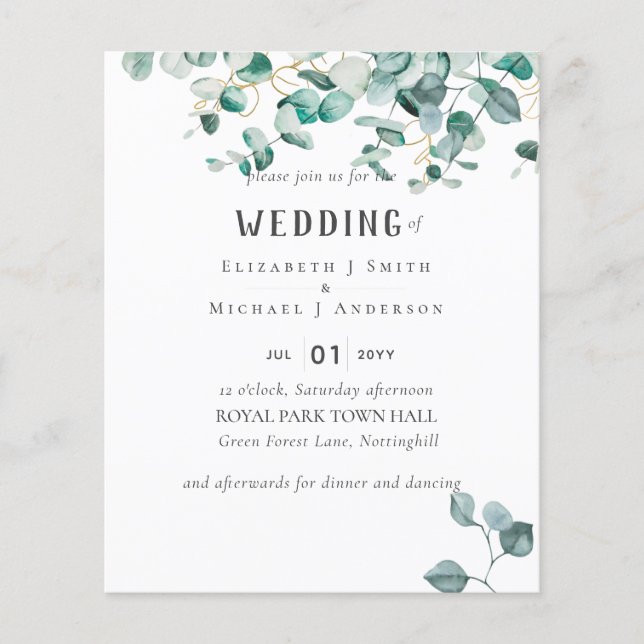 Dusty Blue Eucalyptus Greenerity BUDGET WEDDING Fl Flyer (Vorne)