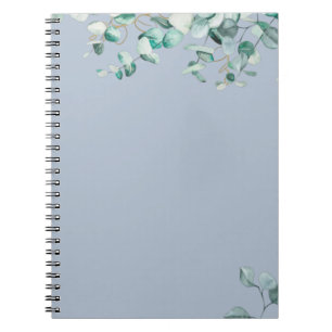 Dusty Blue Eucalyptus Greenery Blank TEMPLATE Notizblock