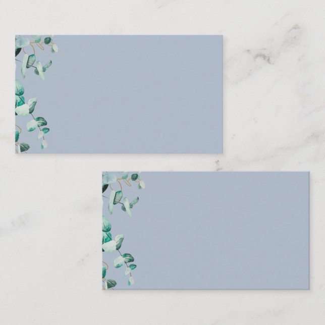 Dusty Blue Eucalyptus Greenery Blank TEMPLATE Visitenkarte (Vorne/Hinten)