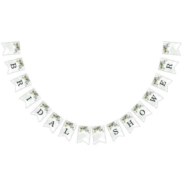 Dusty Blue Eucalyptus Greenery Boho Brautparty Wimpelkette (Alle)