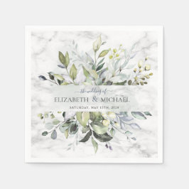 Dusty Blue Eucalyptus Greenery Botanischer Marmor Serviette