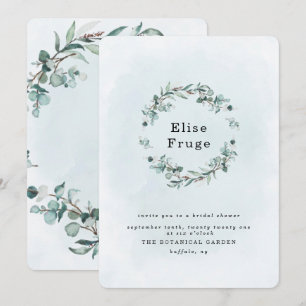 Dusty Blue Eucalyptus Greenery Brautparty Einladung