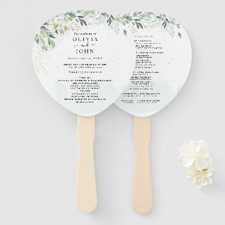 Dusty Blue Eucalyptus Greenery Succulent Wedding Fächer