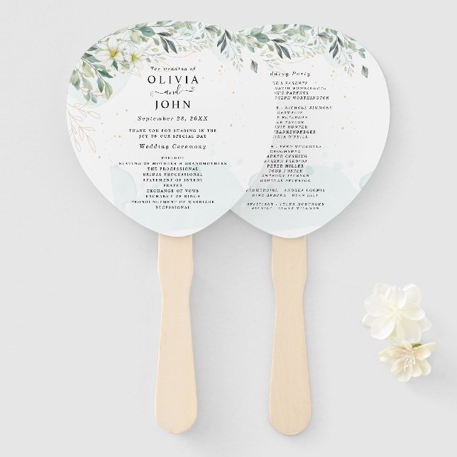 Dusty Blue Eucalyptus Greenery Succulent Wedding Fächer (Vorne und Hinten)