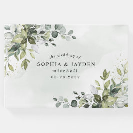 Dusty Blue Eucalyptus Greenery Succulent Wedding Gästebuch
