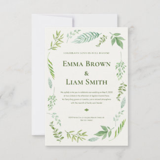 Dusty Blue Eucalyptus Greenery Succulent Wedding I Dankeskarte