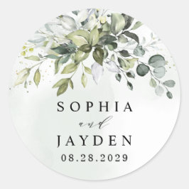 Dusty Blue Eucalyptus Greenery Succulent Wedding Runder Aufkleber