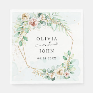 Dusty Blue Eucalyptus Greenery Succulent Wedding Serviette