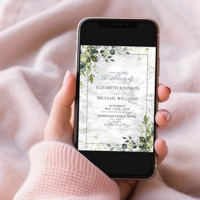 Dusty Blue Eucalyptus Greenery Sukkulentes Foto Einladung (Von Creator hochgeladen)