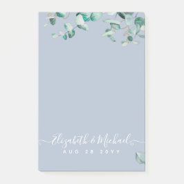 Dusty Blue Eucalyptus Greenery Wedding Post-it Klebezettel