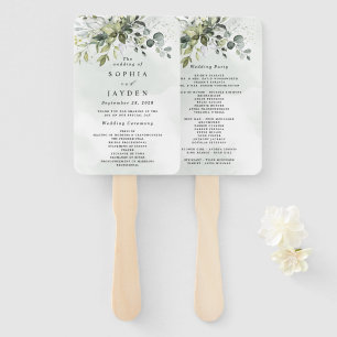 Dusty Blue Eucalyptus Greenery Wedding Programs Fächer