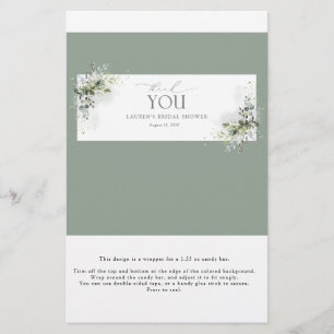 Dusty Blue Eucalyptus Shower Candy Bar Wrapper