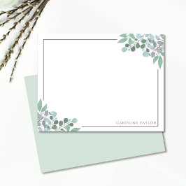 Dusty Blue Eucalyptus Vines Thin Border Stationery Mitteilungskarte