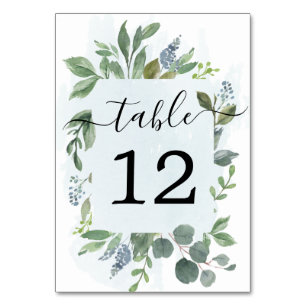 Dusty Blue Eucalyptus Wedding Table Numbers Tischnummer
