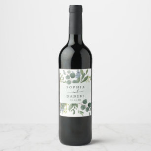 Dusty Blue Eucalyptus Wedding Wine Labels Weinetikett