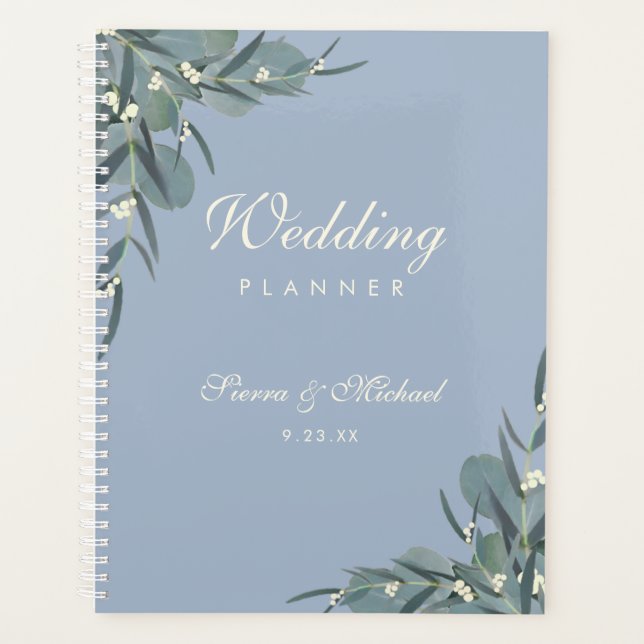 Dusty Blue | Eukalyptus Botanical Wedding Planer (Vorderseite)