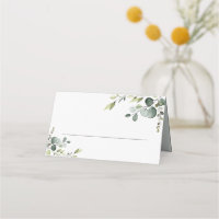 Dusty Blue Eukalyptus Greenery Gedeckte Platzkarte