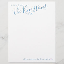 Dusty Blue Familienname Script Letterhead Briefbogen