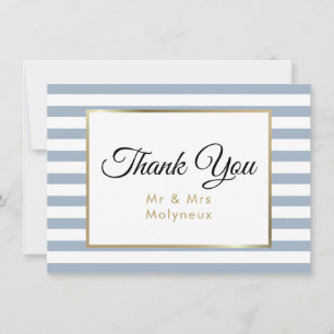 Dusty Blue Faux Gold Foil Mariage Merci